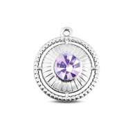 BY31&reg; Ciondoli in acciaio inossidabile tonda con anello argento-lilla chiaro