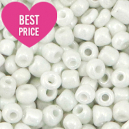 Perline di vetro rocailles 6/0 (4 mm) bianco vivo perla