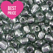 Perline di vetro rocailles 6/0 (4 mm) grigio antracite trasparente