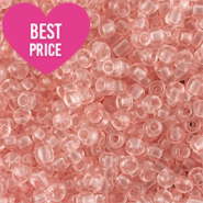 Perline di vetro rocailles 6/0 (4mm) rosa pesca chiaro transparente