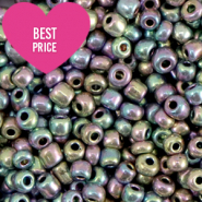Perline di vetro rocailles 8/0 (3 mm) argento multicolore metallico luminoso