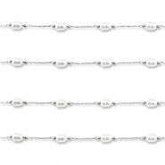 Componenti in acciaio inossidabile catena a rol&ograve; con imitazione di perle ovale argento-bianco