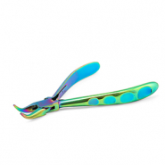Beadsmith Chroma pinza punta piatta curva con molla Titanio arcobaleno