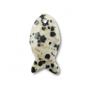 Perline in pietra naturale diaspro dalmata pesce greige-nero