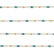 Componenti in acciaio inossidabile catena a rol&ograve; Howlite tubo oro-turchese