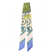 Bandana foulard con stampa vivace rosa salmone chiaro-giallo-viola