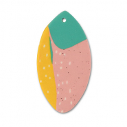 Pendenti di polimero foglia verde-rosa-giallo ocra