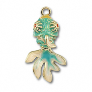 Ciondoli di metallo pesce oro-blu-bianco