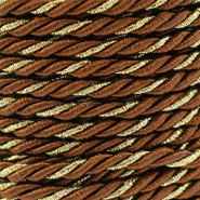 Cordoncino alla moda spirale 3mm marrone-oro