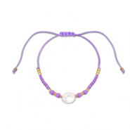 Cavigliere alla moda perline miste viola-bianco-oro