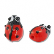Perline di vetro dipinte a mano mariquita rosso-nero-bianco