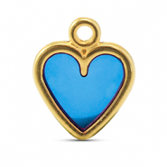 Ciondoli di metallo DQ cuore blu-oro (privo di nichel)