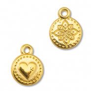 Ciondoli di metallo DQ tonda con cuore/fiore oro (privo di nichel)