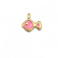 Ciondoli di metallo DQ pesce Magenta pink-oro (privo di nichel)