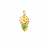 Ciondoli di metallo DQ rombo verde chairo-oro (privo di nichel)
