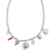 Collane in acciaio inossidabile con ciondolo estate argento-rosso-bianco