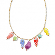 Collane in acciaio inossidabile con ciondolo pesce oro-multicolore