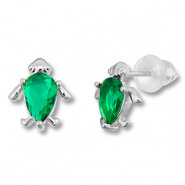 Metallo TQ in ottone orecchini tartaruga argento-verde