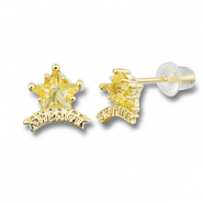 Metallo TQ in ottone orecchini stella sceriffo oro-giallo