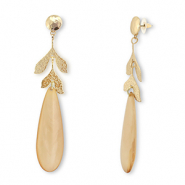 Orecchini alla moda goccia caramel beige marmo-oro