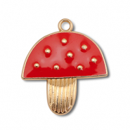 Ciondoli di metallo smalto fungo oro-rosso-bianco