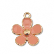 Ciondoli di metallo smalto fiore oro-rosa terracotta