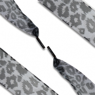 Lacci delle scarpe trendy in organza leopardo grigio-nero