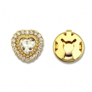 Copri bottoni in ottone Eco-brass&reg; zircone cuore oro-cristallo