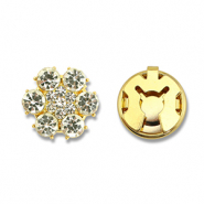 Copri bottoni in ottone Eco-brass&reg; zircone fiore oro-cristallo