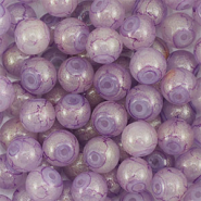 Perline di vetro con glitterato 8mm viola-oro