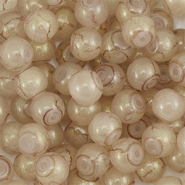 Perline di vetro con glitterato 8mm beige-oro