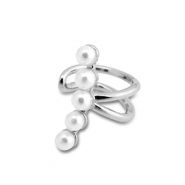 Orecchini in acciaio inossidabile ear cuff con imitazione di perle argento-bianco