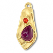 Ciondoli di metallo DQ irregolare oro (privo di nichel)-viola-rosso