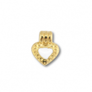 Ciondoli di metallo DQ cuore oro (privo di nichel)-bianco