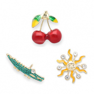 Pins ciliegie / cocodrillo / sole oro-verde-rosso-giallo