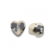 Perline in pietra naturale Diaspro Dalmata cuore grigio beige