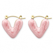 Orecchini in acciaio inossidabil a cerchio cuore oro-rosa