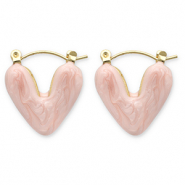 Orecchini in acciaio inossidabil a cerchio cuore oro-rosa pesca