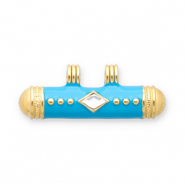 Message beads ciondoli in acciaio inossidabile oro-blu-trasparente