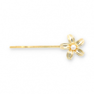Accessori per capelli fermaglio per capelli fiore con imitazione di perla oro-bianco