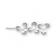 Accessori per capelli fermaglio per capelli fiori con imitazione di perle argento-bianco