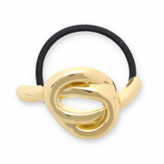 Accessori per capelli elastici per capelli con metallo nodo oro-nero