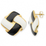 Orecchini in acciaio inossidabil quadrato oro-nero-bianco