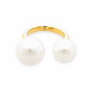 Anelli in acciaio inossidabile perle oro-bianco
