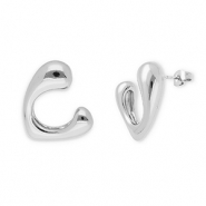 Orecchini in acciaio inossidabile cuore argento