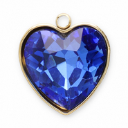 Ciondoli in acciaio inossidabile sfaccettato cuore oro-blu scuro