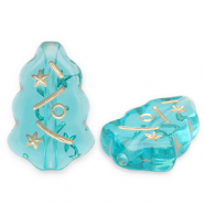 Perline in acrilico albero di Natale blu ottanio-oro