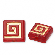 Perline in acrilico quadrato rosso-oro