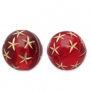 Perline in acrilico 12 mm tonda con stelle rosso-oro