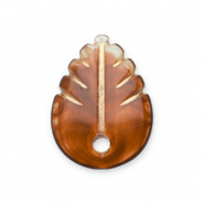 Ciondoli in acrilico foglia marrone cognac-oro